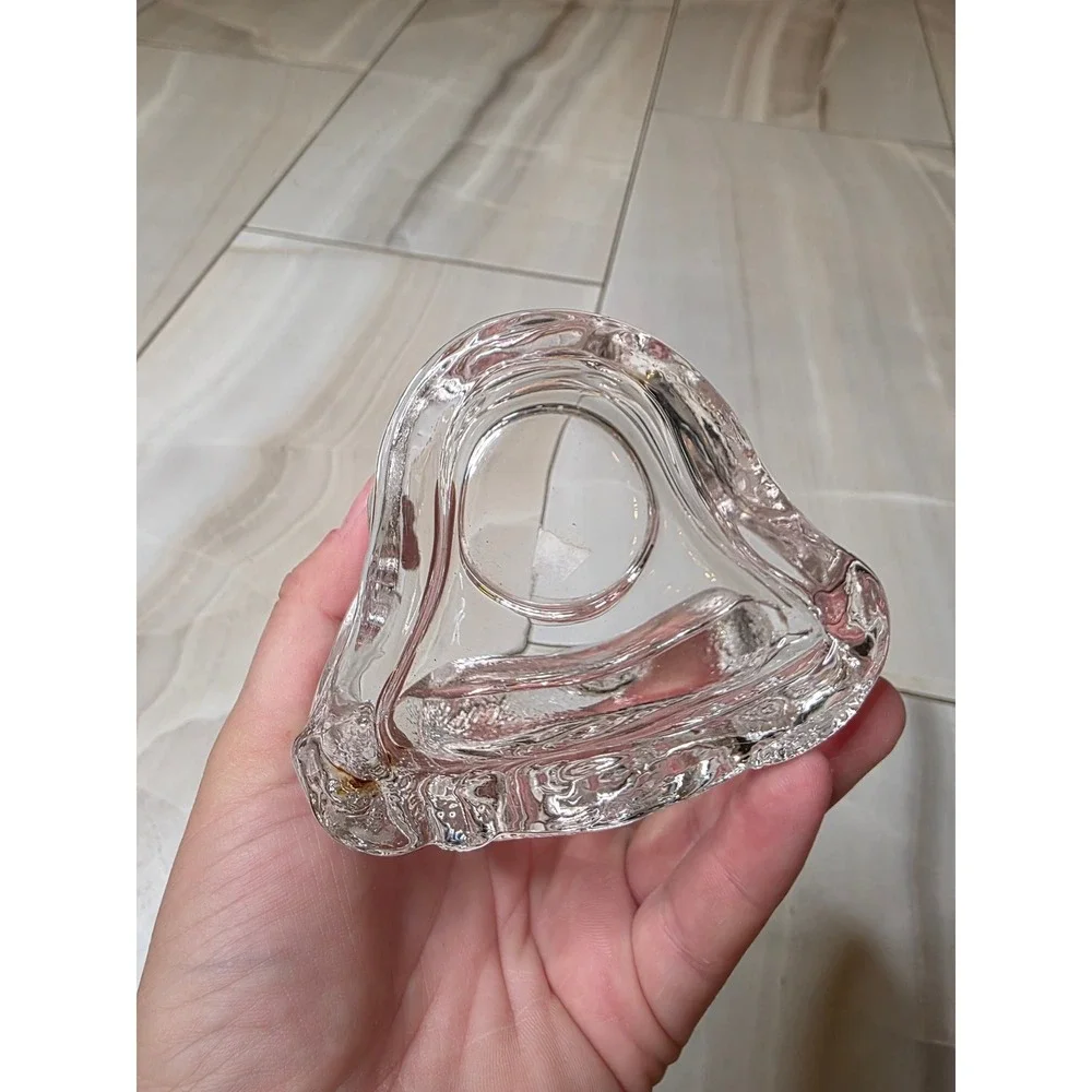 Clear Art Glass Dolphin Wave Votive Candle Holder Nautical Figurine 4.5‎ inch E1